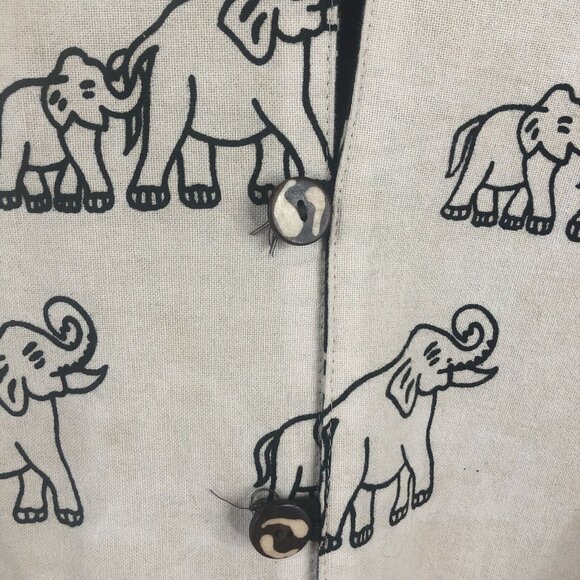 Black White Elephant Mom Baby Jacket Womens Extra Large Reversible Artsy - Picture 13 of 16